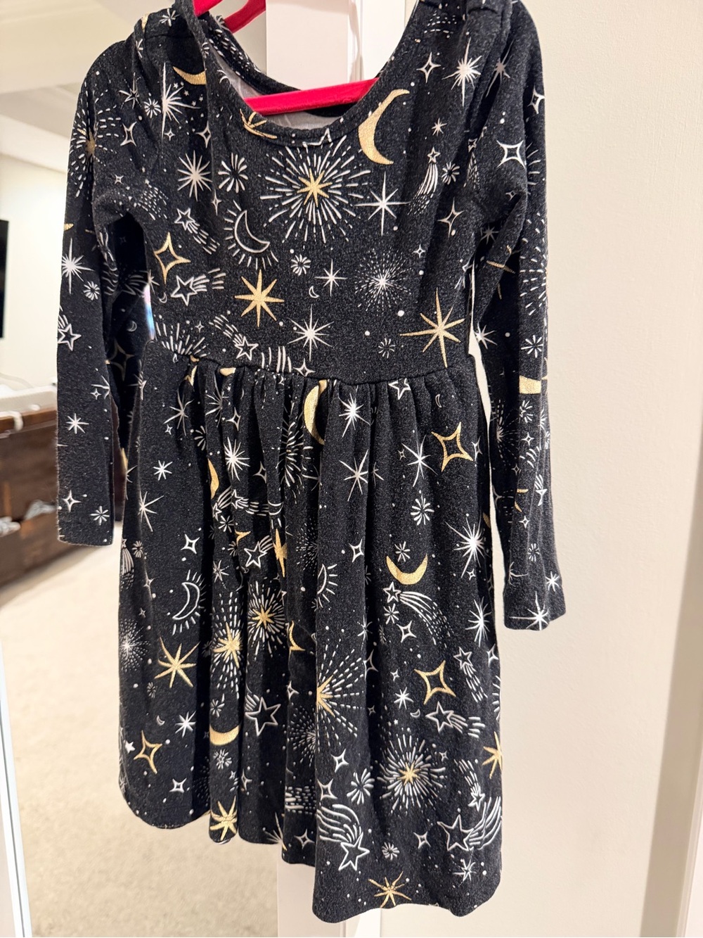 Little Sleepies Black Star & Moon Print Long Sleeve Dress